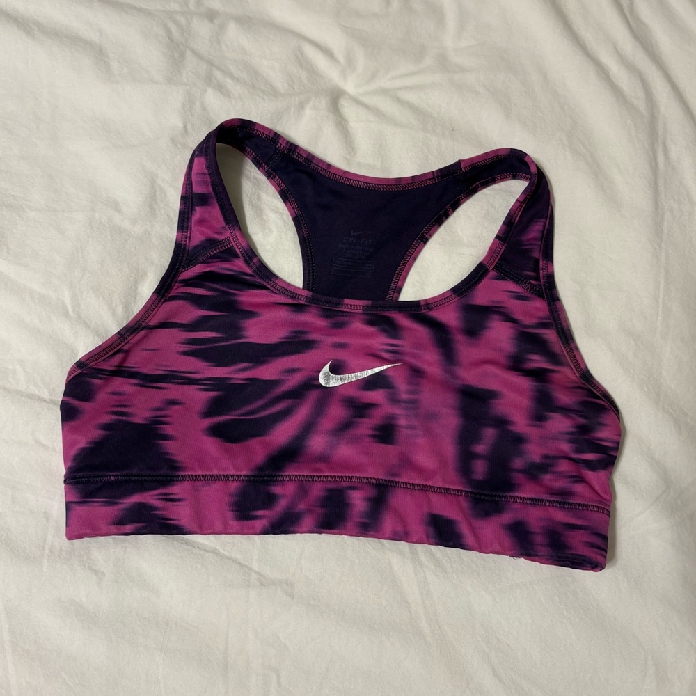 Nike Women's Tie-Dye Sports Bra in Purple and Black